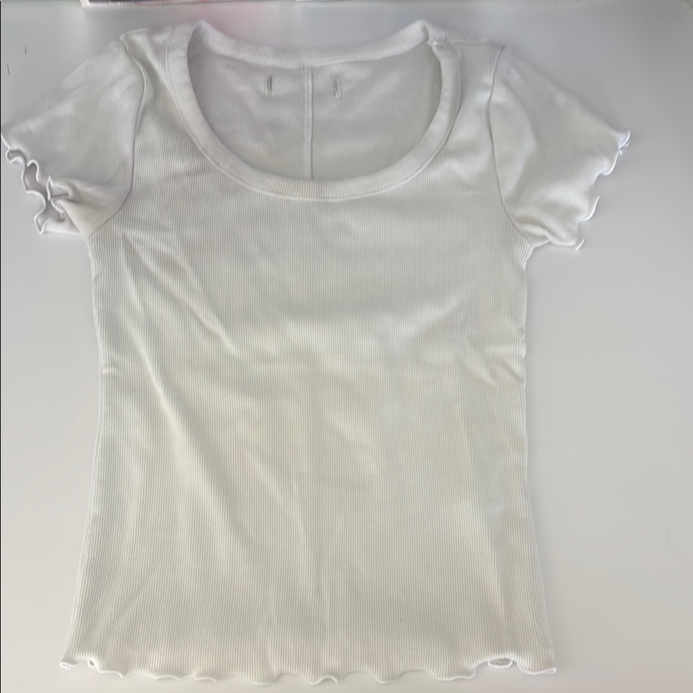 Aeropostale White Fitted Ribbed T-Shirt